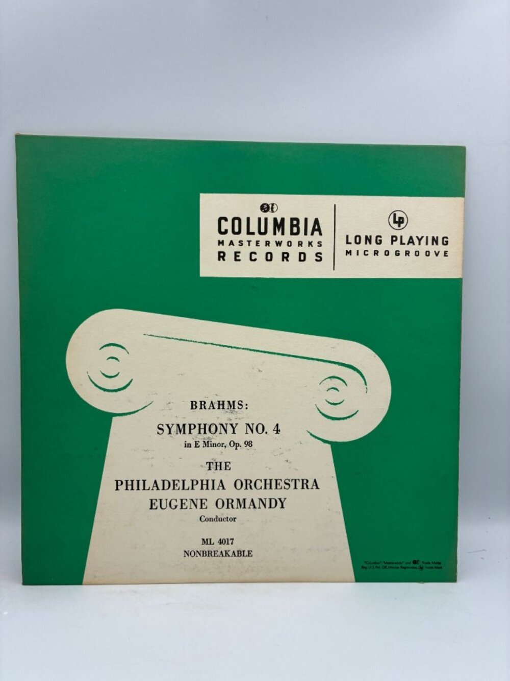 Brahms Symphony No. 4 In E Minor Columbia 1950s LP Vinyl ML4017 Classical Rare